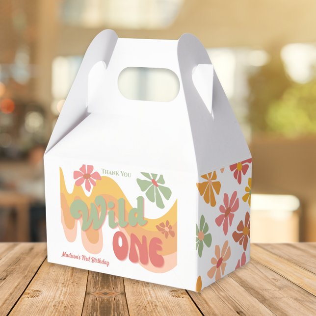 Caja Para Regalos Salvaje Un Retro Arcoiris Daisy Primer Cumpleaños (Subido por el creador)