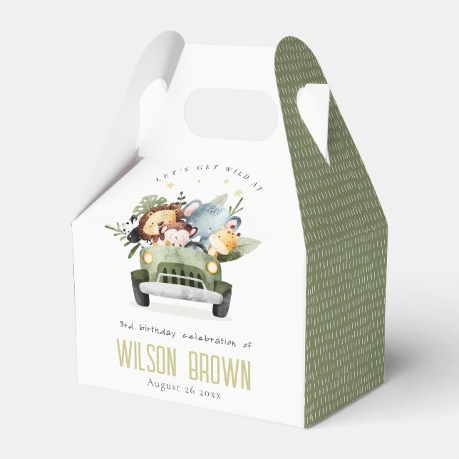 Caja Para Regalos Salvajes animales de la selva tropical en el cumpl (Front Side)