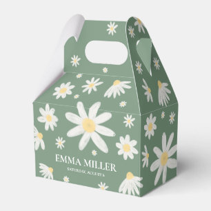 Caja Para Regalos Salvia de flor de margarita verde