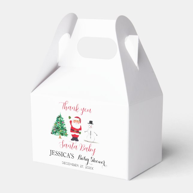 Caja Para Regalos Santa Baby Shower Red Cute simple Gracias (Front Side)