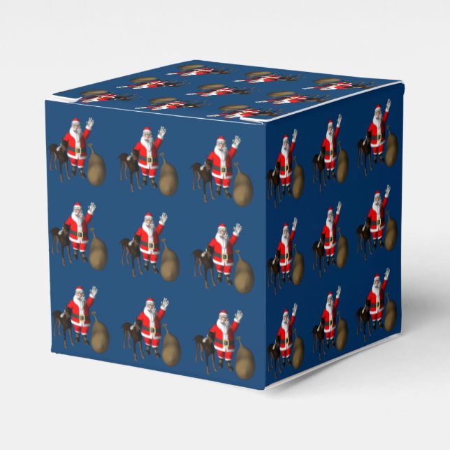 Caja Para Regalos Santa Claus con Doberman Pinscher (Costado Anverso)