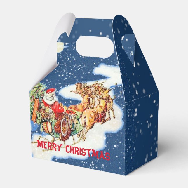 Caja Para Regalos Santa Sleigh Merry Christmas FavBox (Front Side)