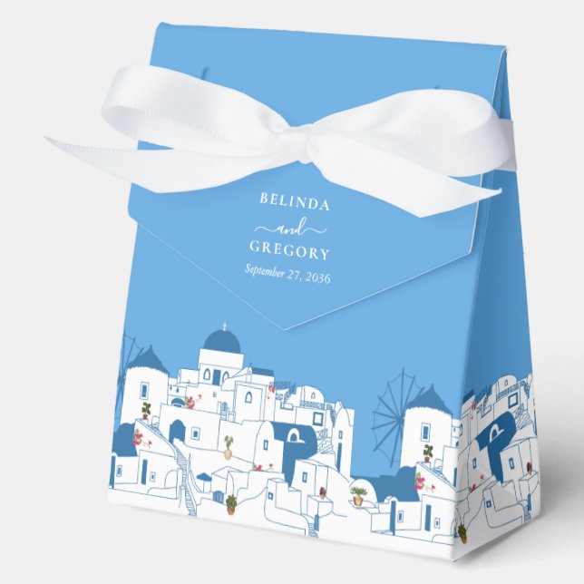 Caja Para Regalos Santorini Destination Greek Island Boda (Anverso)