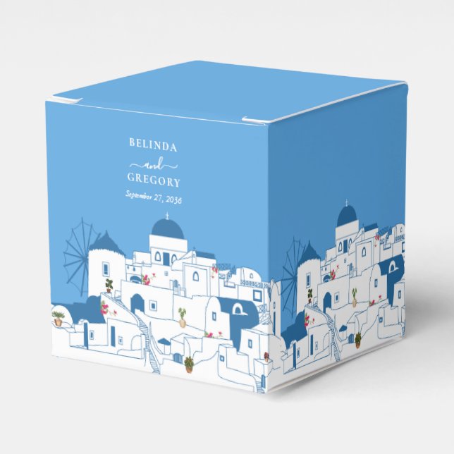 Caja Para Regalos Santorini Destination Greek Island Boda (Costado Anverso)