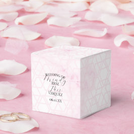 Caja Para Regalos Script de boda abstracto de mármol rosa negro 