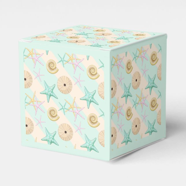 Caja Para Regalos Seashells Retro Pastel Sea Life (Costado Anverso)