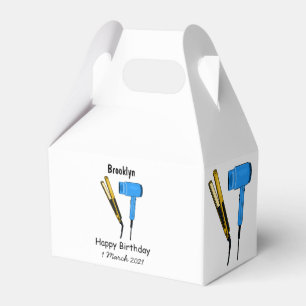 Caja Para Regalos Secador de pelo y ilustracion de alisador de pelo