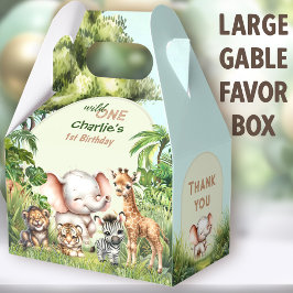 Caja Para Regalos Selva Safari Cute salvaje Un primer cumpleaños gra