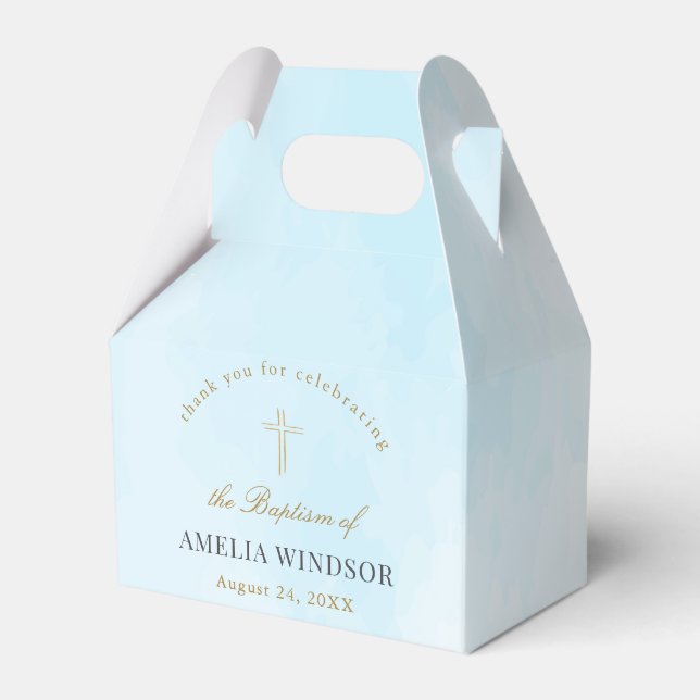 Caja Para Regalos Sencilla elegancia del Baptismo de la Cruz de Oro (Front Side)