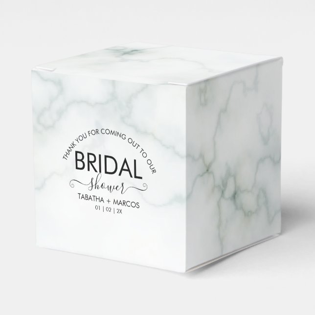 Caja Para Regalos Sencillo guión de mármol Elegante BRIDAL Favor de  (Costado Anverso)