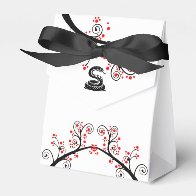 Caja Para Regalos Serpiente china de Año Nuevo y florecimiento rojo (Front Side)