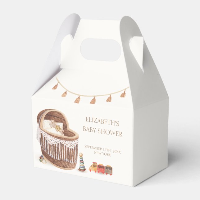 Caja Para Regalos Sexo Neutral Cute Boho Bassinet Baby Shower (Front Side)