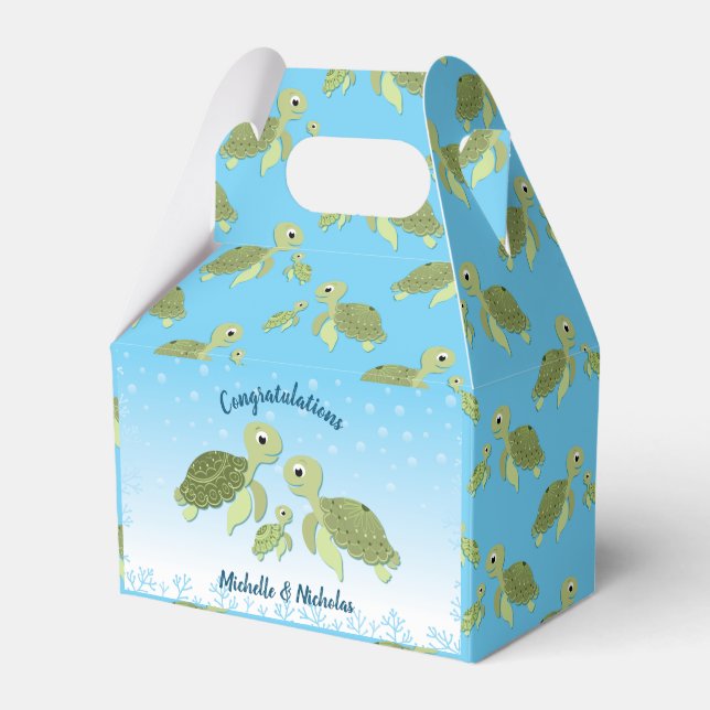 Caja Para Regalos Sexo neutro en Baby Shower de la tortuga marina (Front Side)