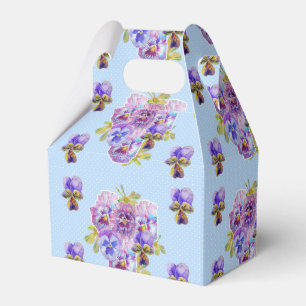 Caja Para Regalos Shabby Blue Pansy Floral Dot Fiesta Cake Favbox