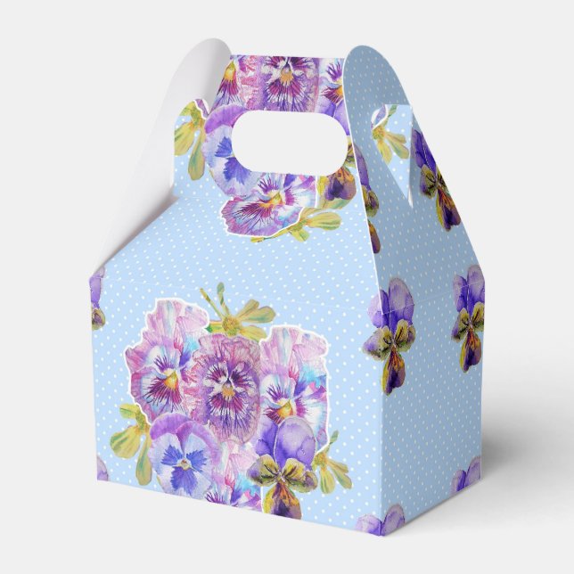 Caja Para Regalos Shabby Blue Pansy Floral Dot Fiesta Cake Favbox (Front Side)
