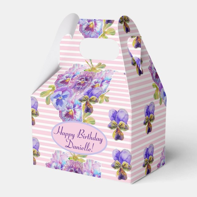 Caja Para Regalos Shabby Pink Rose Floral Tea Fiesta Purple (Front Side)