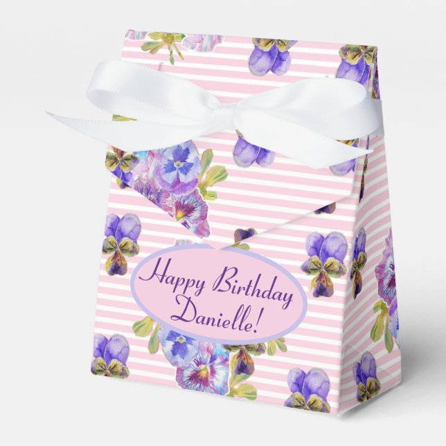Caja Para Regalos Shabby Rosa Rosa Floral Tea Fiesta Purple Favor Bo (Front Side)