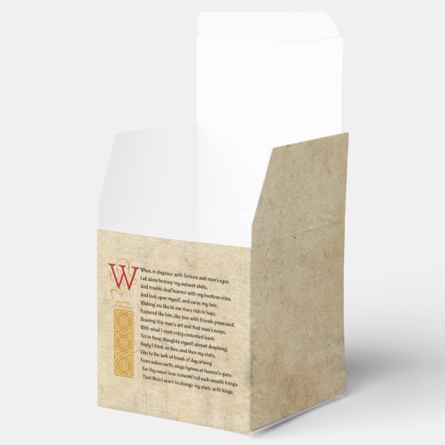 Caja Para Regalos Shakespeare Sonnet 29 (XXIX) sobre pergamino (Abierto)