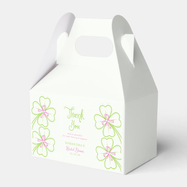 Caja Para Regalos  Shamrock Pink Green  Bridal Shower Thank You (Front Side)