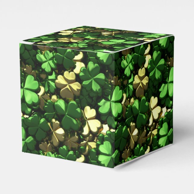 Caja Para Regalos Shamrock verde dorado (Costado Anverso)