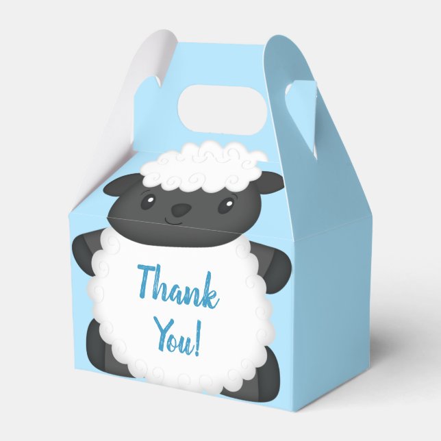 Caja Para Regalos Sheep Baby Shower Farm Blue Boy (Front Side)