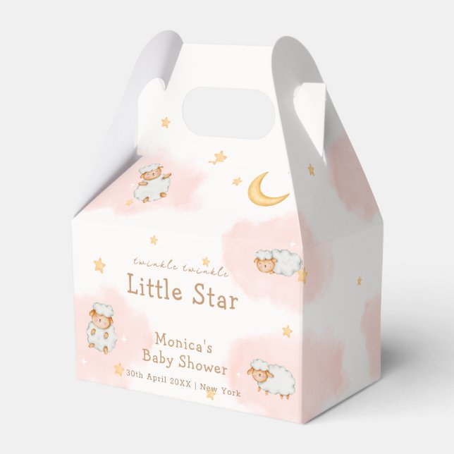 Caja Para Regalos Sheep Twinkle Twinkle Moon Stars Chica Baby Shower (Front Side)
