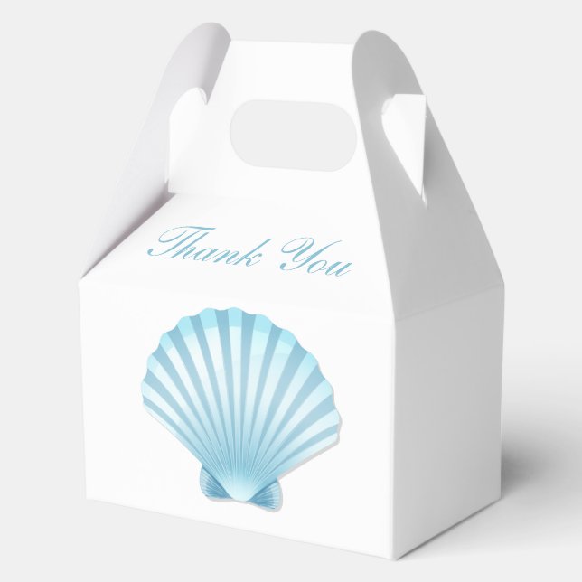 Caja Para Regalos Shell Blue Nautical Beach Wedding Gracias (Reverso )