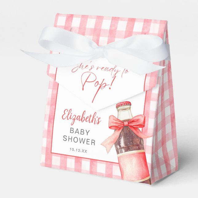 Caja Para Regalos She's Ready To Pop Red Bow Baby Shower (Front Side)