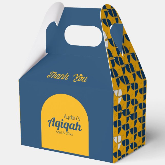 Caja Para Regalos SHRIMPLY Blue Yellow Pattern, Aqiqah Baby Shower (Anverso)