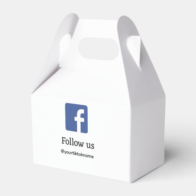 Caja Para Regalos síguenos nombre de usuario de Facebook redes socia (Front Side)