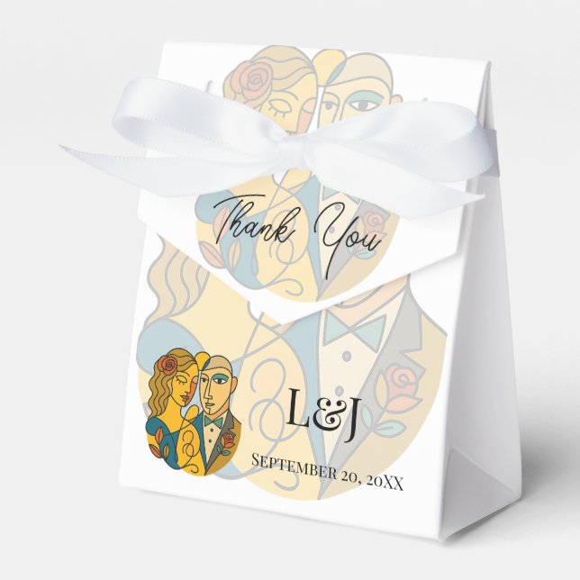 Caja Para Regalos Silhouette artística Destino Boda de Arte Moderno (Front Side)