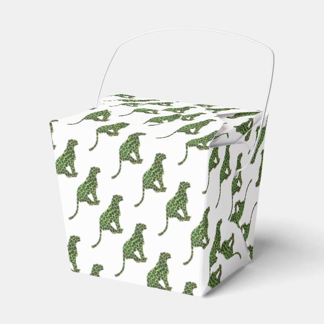Caja Para Regalos Silhouette Leopardo negro y verde (Front Side)