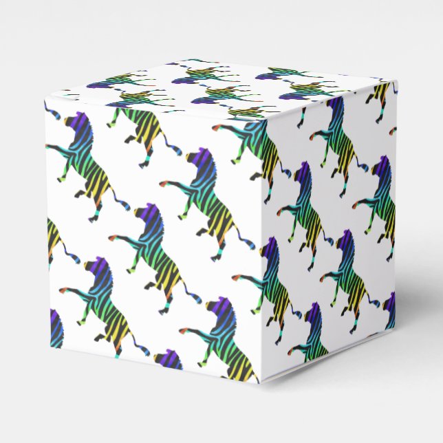 Caja Para Regalos Silhouette Zebra Black and Rainbow (Costado Anverso)