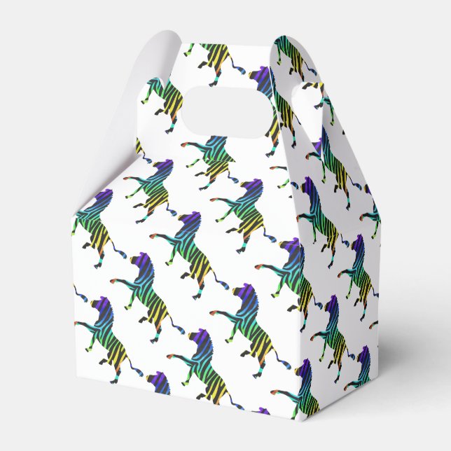Caja Para Regalos Silhouette Zebra Black and Rainbow (Front Side)