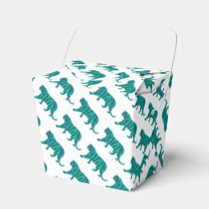 Caja Para Regalos Silhouettes negro y Verde azulado de tigre