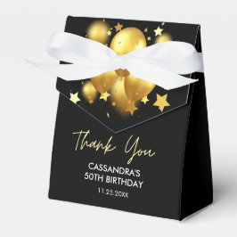Caja Para Regalos Silky Golden Balloons Stars Black Birday