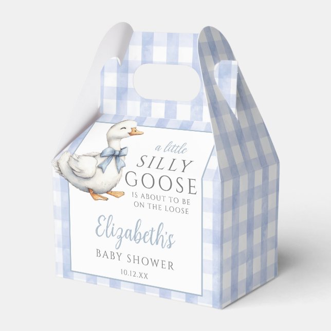 Caja Para Regalos Silly Goose Blue Gingham Baby Shower (Front Side)