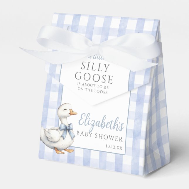 Caja Para Regalos Silly Goose Blue Gingham Baby Shower (Front Side)