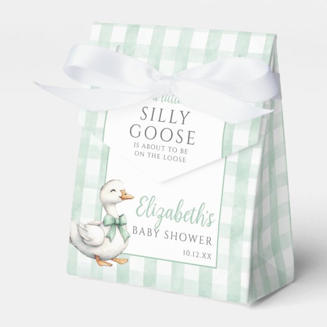 Caja Para Regalos Silly Goose Gingham Gender Neutral Baby Shower (Front Side)
