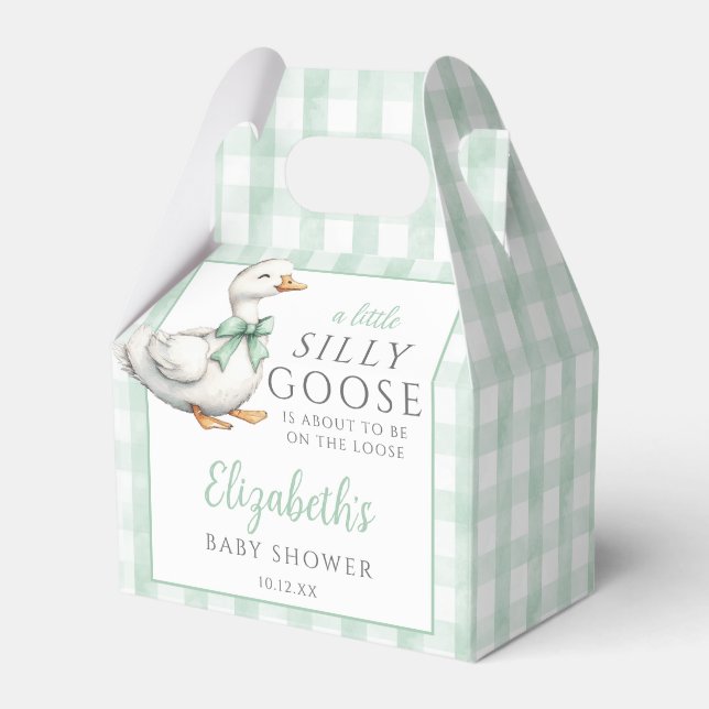Caja Para Regalos Silly Goose Gingham Gender Neutral Baby Shower (Front Side)
