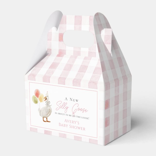 Caja Para Regalos Silly Goose Pink Gingham Baby Shower (Front Side)
