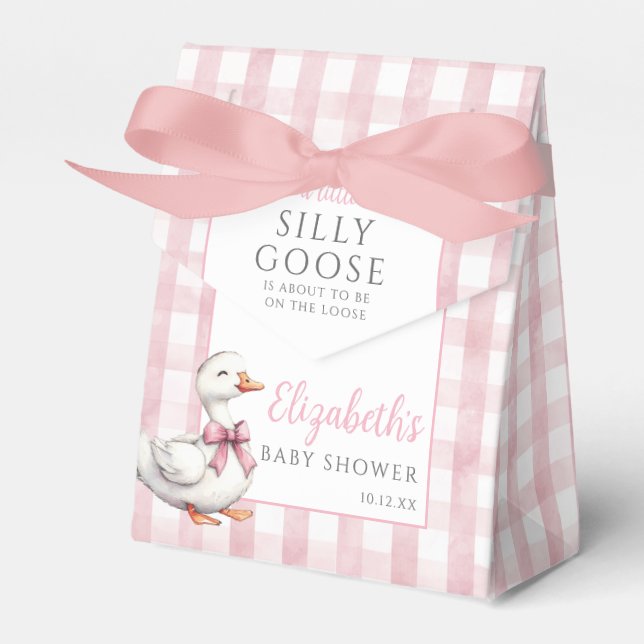 Caja Para Regalos Silly Goose Pink Gingham Baby Shower (Front Side)