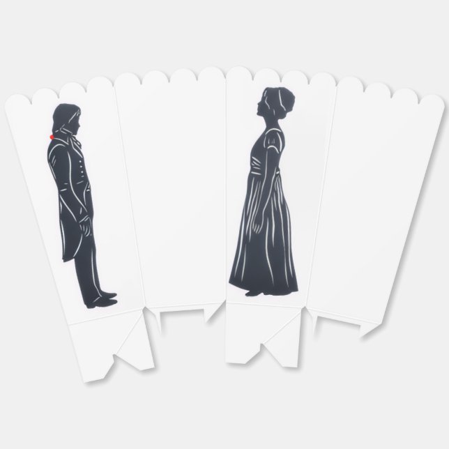 Caja Para Regalos Siluetas de Darcy y Elizabeth (Desplegado)