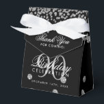 Caja Para Regalos Silver Black 90th Birthday Gracias Confetti<br><div class="desc">Elegante "Gracias" 90 cumpleaños Purpurina de Faux Plata Confetti Diseño negro.</div>