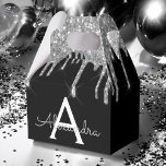 Caja Para Regalos Silver Black Luxury Purpurina Glam Monograma Nombr<br><div class="desc">Purpurina de espuma plateado y negro Nombre de monograma y caja de regalo de Fiesta de papel inicial. Esto hace que el dulce perfecto cumpleaños 16, boda, ducha de novia, aniversario, ducha de bebé o fiesta de soltera sea regalo para alguien que ama el lujo glam y los estilos de...</div>