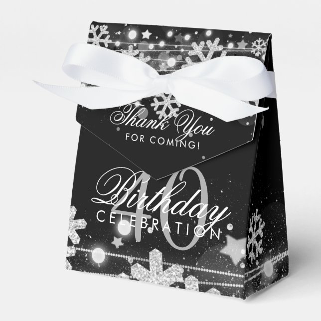 Caja Para Regalos Silver Black Winter 40th Birthday Gracias (Front Side)