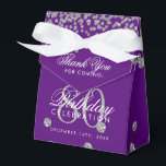 Caja Para Regalos Silver Purple 80th Birthday Gracias Confetti<br><div class="desc">Elegante "Gracias" 80 cumpleaños Purpurina de Faux Plata Confetti Purple diseño.</div>