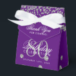 Caja Para Regalos Silver Purple 80th Birthday Gracias Confetti<br><div class="desc">Elegante "Gracias" 80 cumpleaños Purpurina de Faux Plata Confetti Purple diseño.</div>