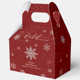 Caja Para Regalos Silver Red Magical Winter Snowflake Baby Shower 