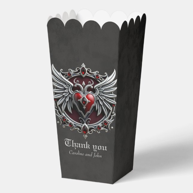 Caja Para Regalos Simbiosis gótica, corazón elegante y calaveras. (Anverso)